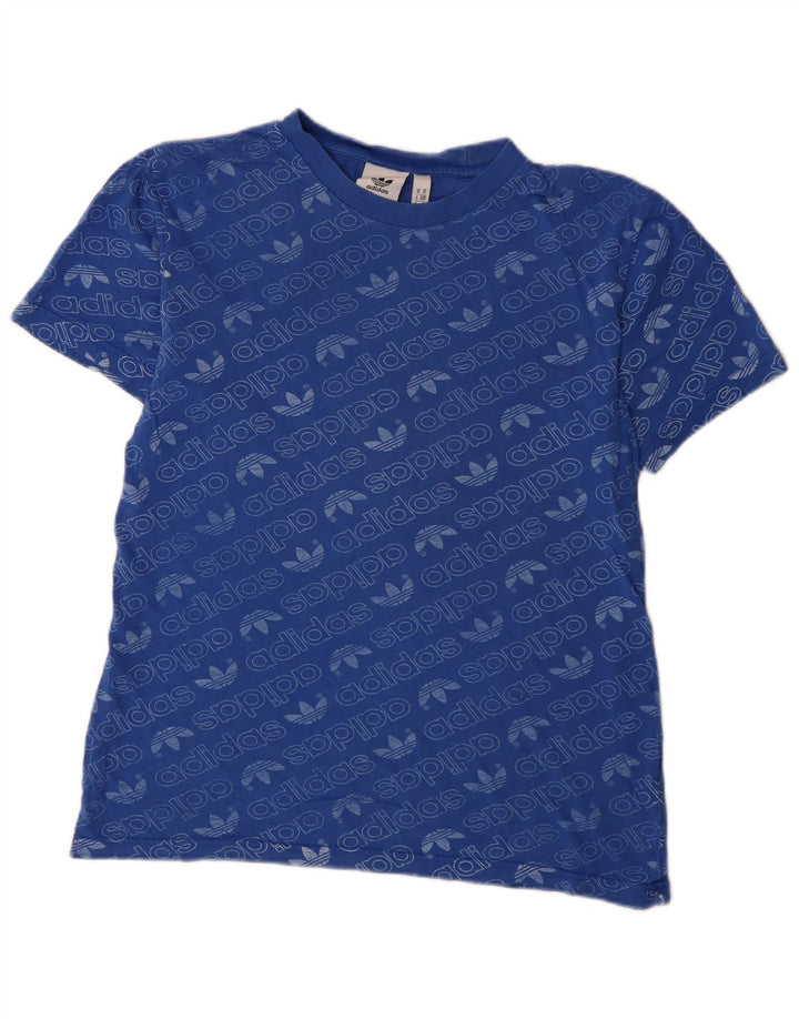 T-shirt grafica da uomo Adidas Top in cotone blu medio