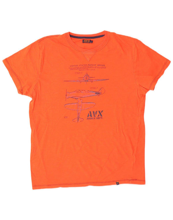 T-shirt grafica da uomo Avirex Top grande arancione