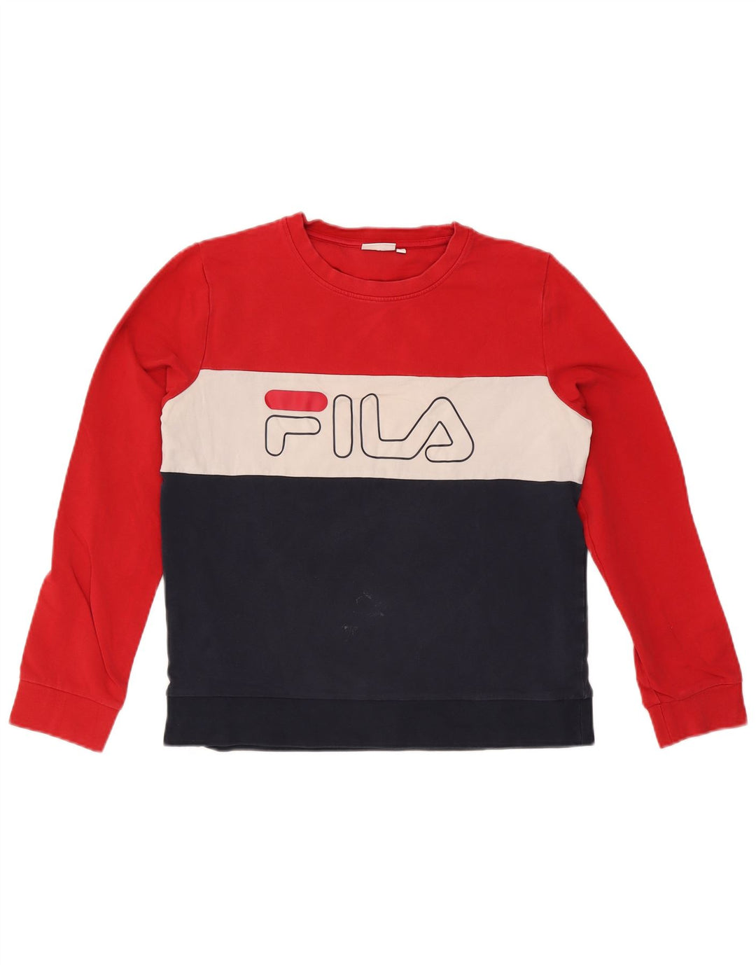 Felpa grafica da donna Fila, maglione UK 16, grande, multicolore, color block