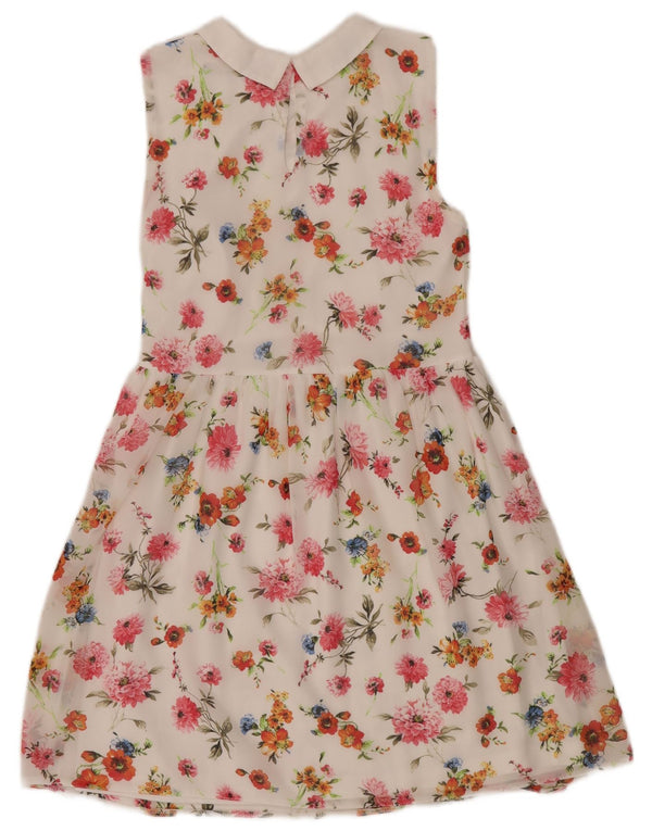 Abito a trapezio senza maniche Trafaluc da donna di Zara UK 12 bianco medio floreale