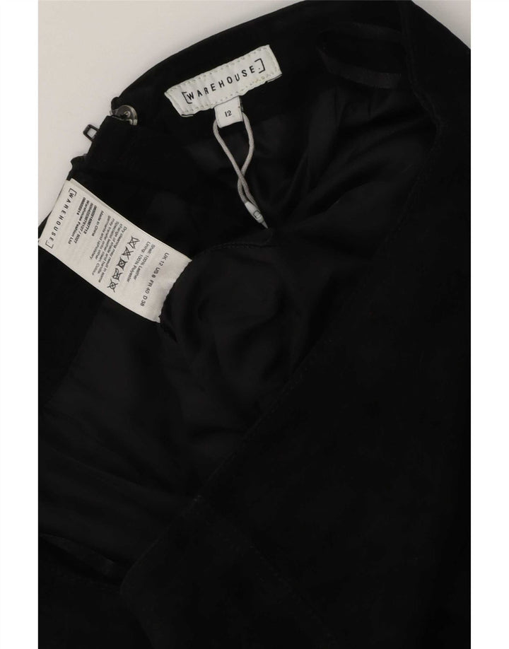 Minigonna da donna in pelle scamosciata di Warehouse UK 12 media W30 in pelle nera