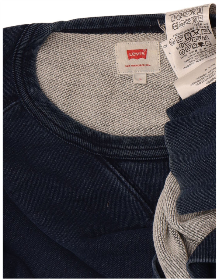 Levi's Felpa da uomo Maglione grande in cotone blu navy