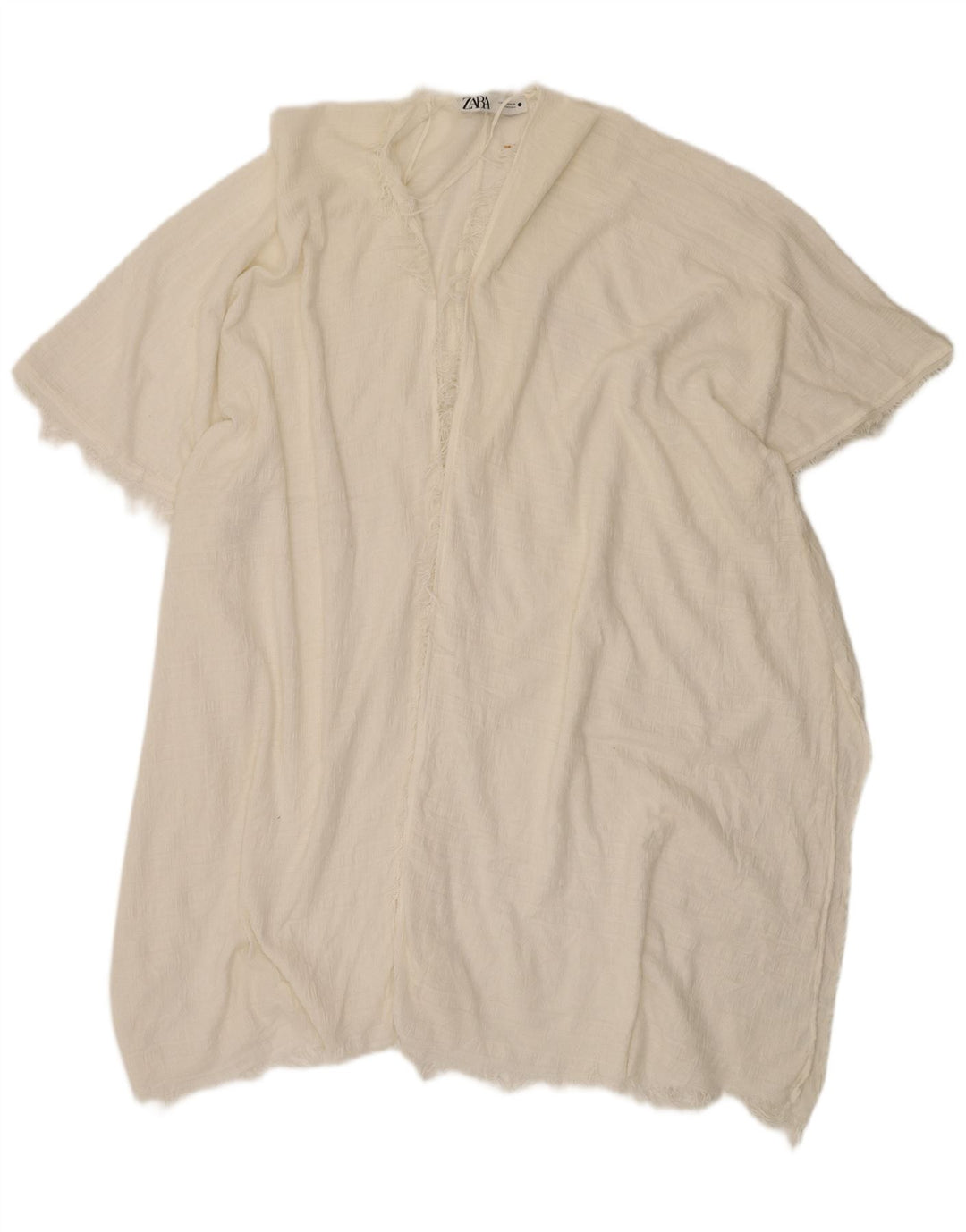 Top cardigan oversize a maniche corte a maniche lunghe da donna Zara UK 14 bianco medio