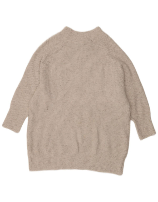 Topshop Womens Longline Turtle Neck Jumper Sweater UK 10 Small Grey Flecked
