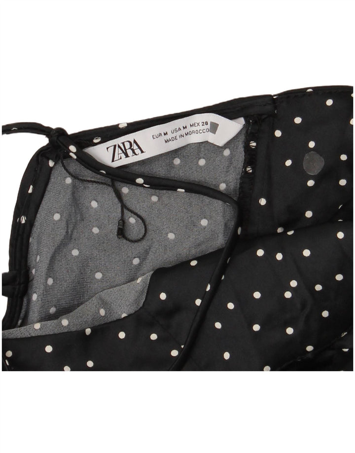 Abito sottoveste da donna Zara UK 12 poliestere medio a pois nero