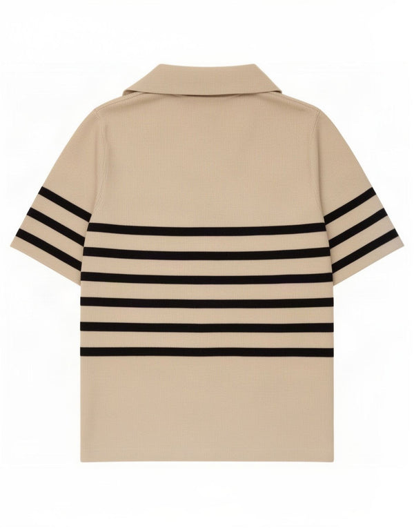 Polo da donna Marks & Spencer UK 12 Cotone a righe beige medio