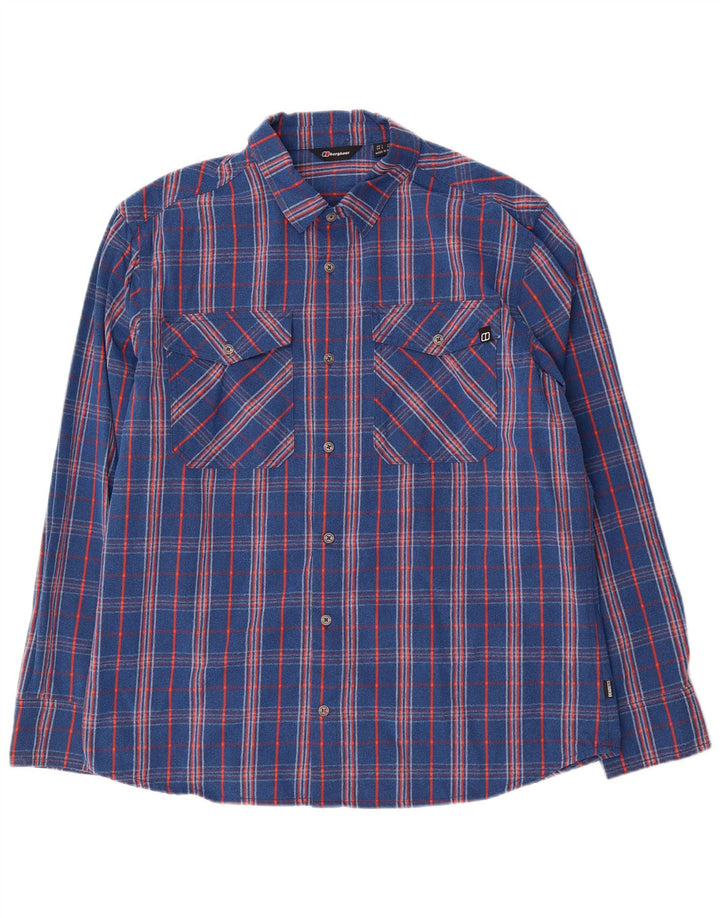 Berghaus Camicia da uomo in flanella a quadri blu grandi in poliammide