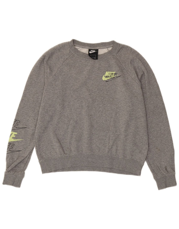Felpa corta oversize da donna Nike UK 10 piccola grigia chiazzata