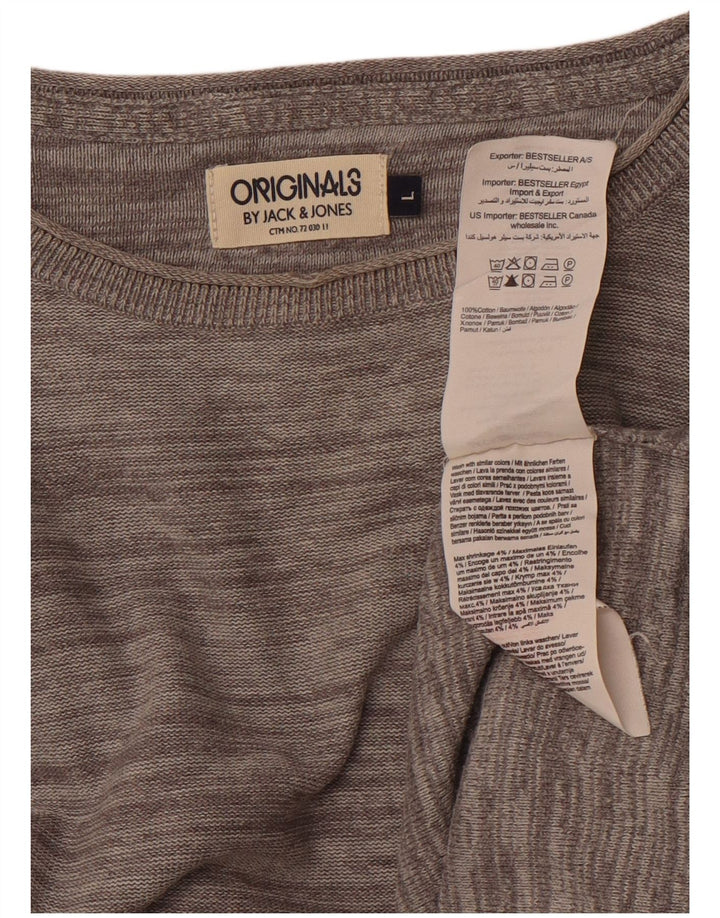 JACK & JONES Top da uomo a maniche lunghe grande in cotone grigio