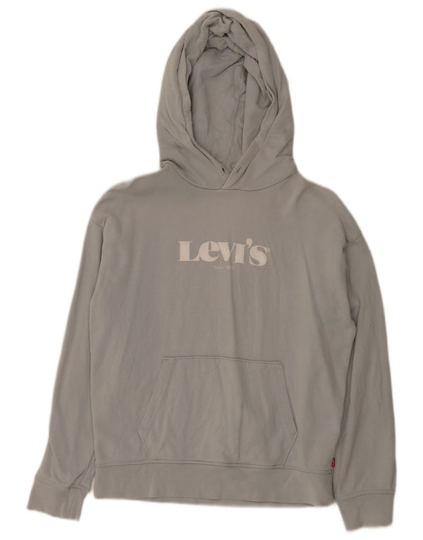 Maglione con cappuccio oversize grafico da donna Levi's UK 10 piccolo cotone grigio