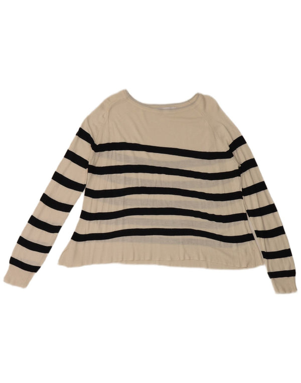Maglione Zara da donna con scollo a barca UK 14 a righe bianche medie