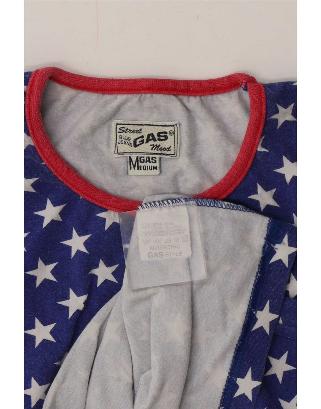 T-shirt da donna con motivo astratto Gas Top UK 14 cotone blu medio