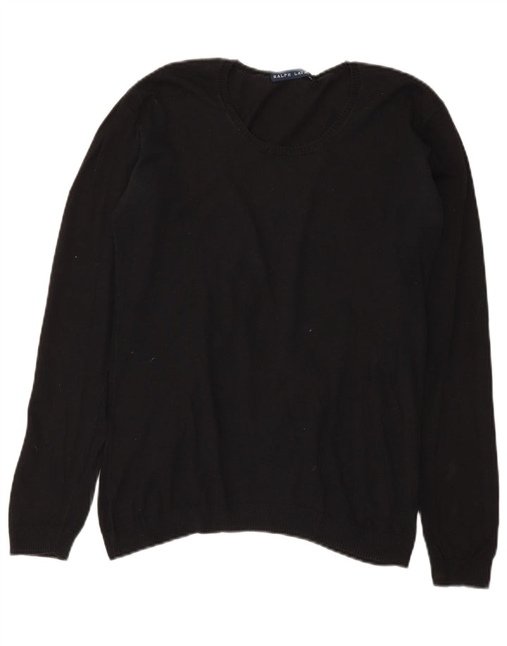 RALPH LAUREN Womens Crew Neck Jumper Sweater UK 12 Medium Black
