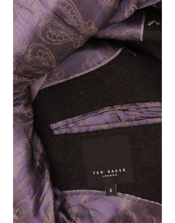 Cappotto da uomo Ted Baker taglia 3 medio in lana nera classico