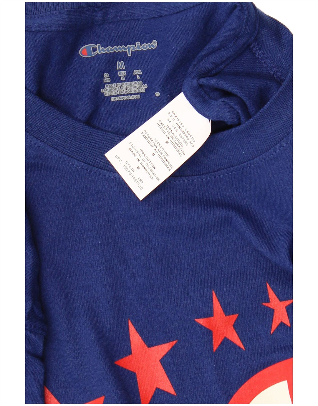 T-shirt grafica da uomo CHAMPION Top in cotone blu navy medio