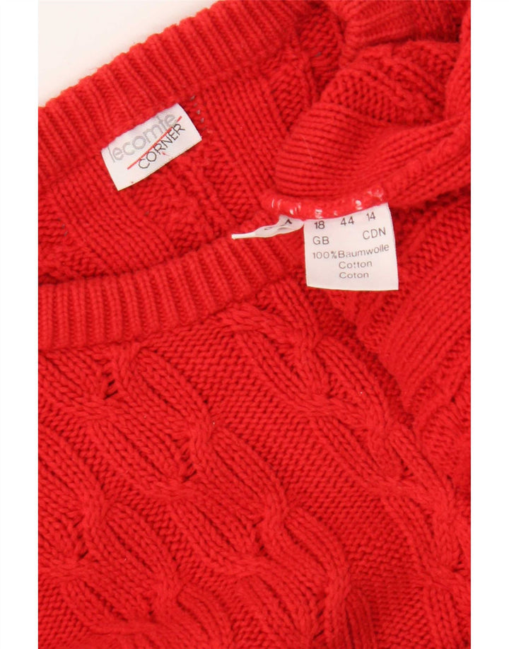 Maglione maglione girocollo oversize da donna Lecomte UK 18 XL cotone rosso