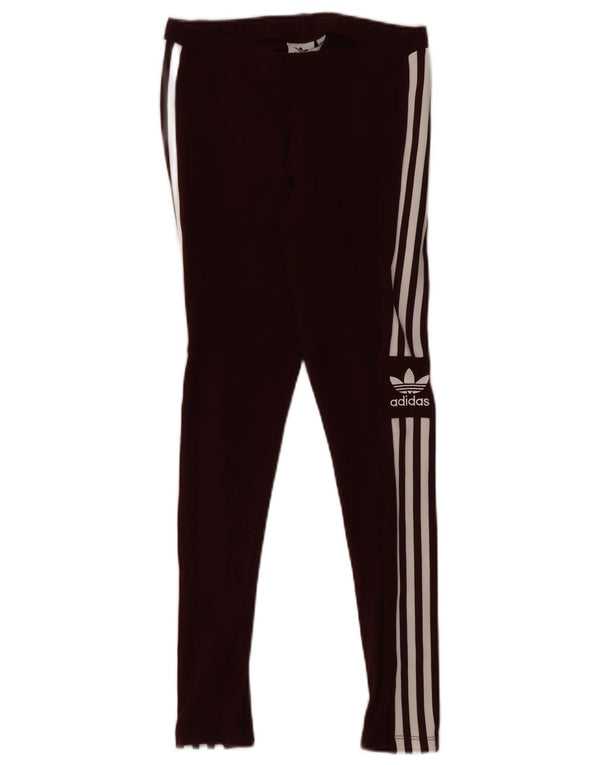 Leggings grafici da donna Adidas UK 12 cotone bordeaux medio
