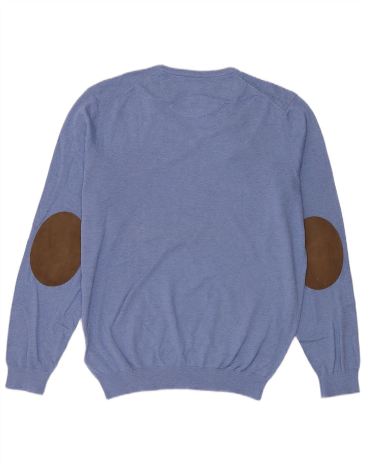 Massimo Dutti Maglione da uomo con scollo a V XL in cotone blu