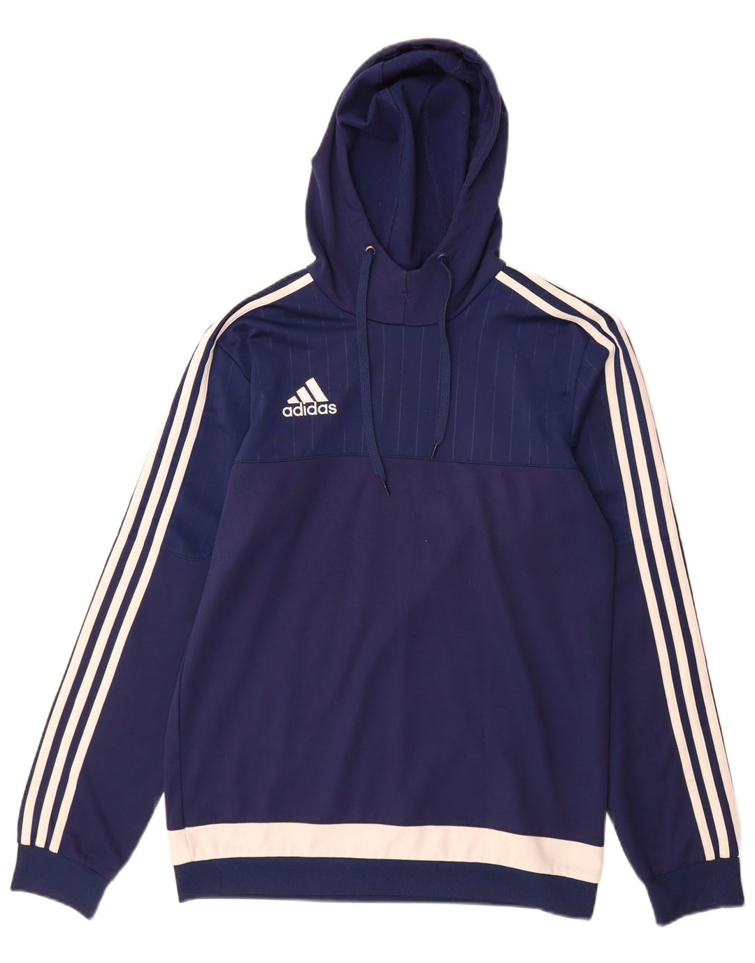 Felpa con cappuccio da uomo Adidas Small in poliestere color block blu navy