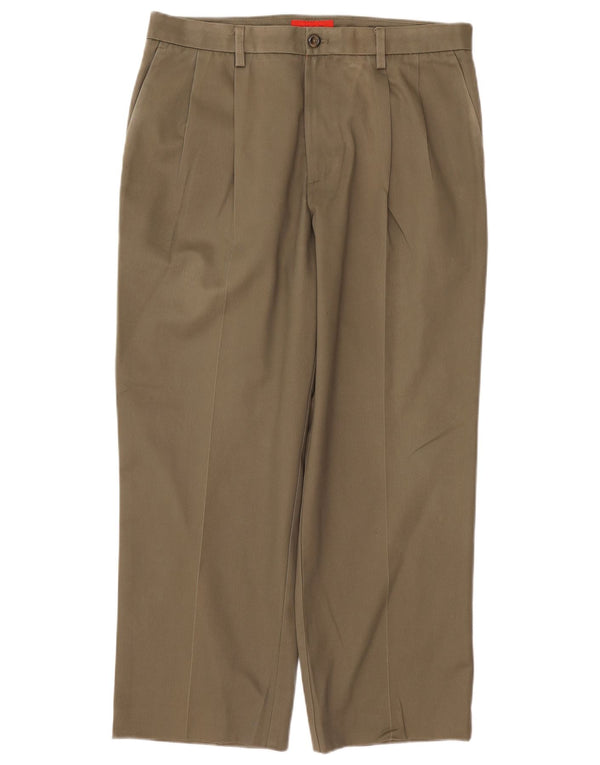 Pantaloni chino con pegging da uomo Izod W34 L30 cotone kaki