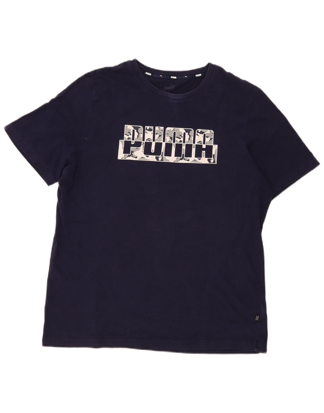 T-shirt grafica da uomo Puma Top Large in cotone blu navy