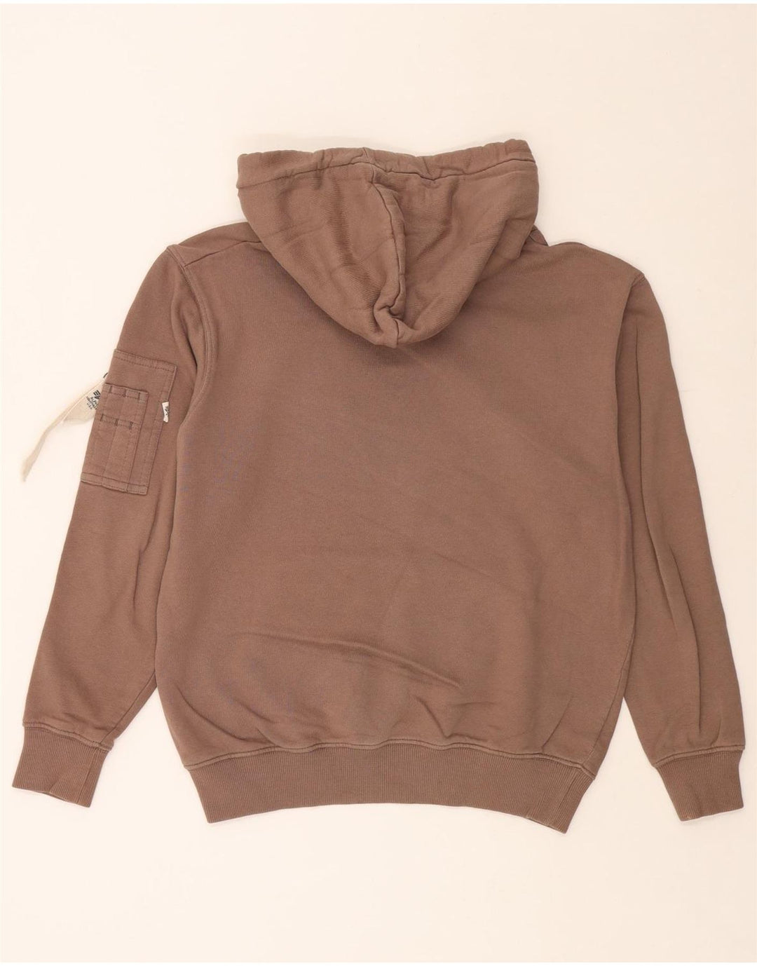 ALPHA INDUSTRIES Mens Graphic Hoodie Jumper Small Brown Cotton