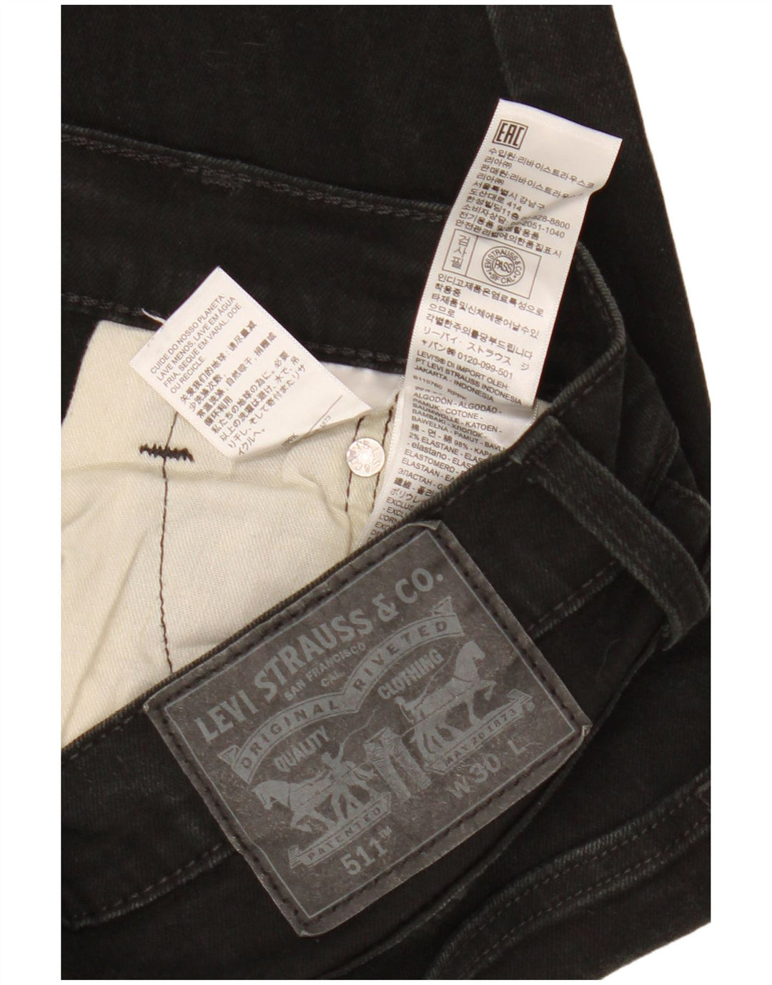 LEVI'S Pantaloncini di jeans 511 da donna W30 cotone nero medio