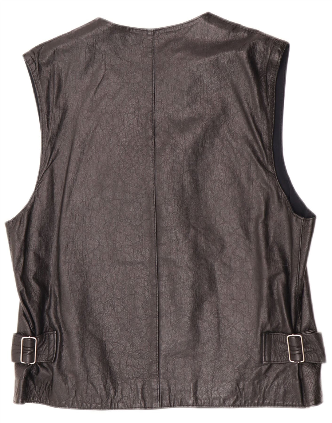 Gilet in pelle vintage da uomo UK 36 piccolo nero