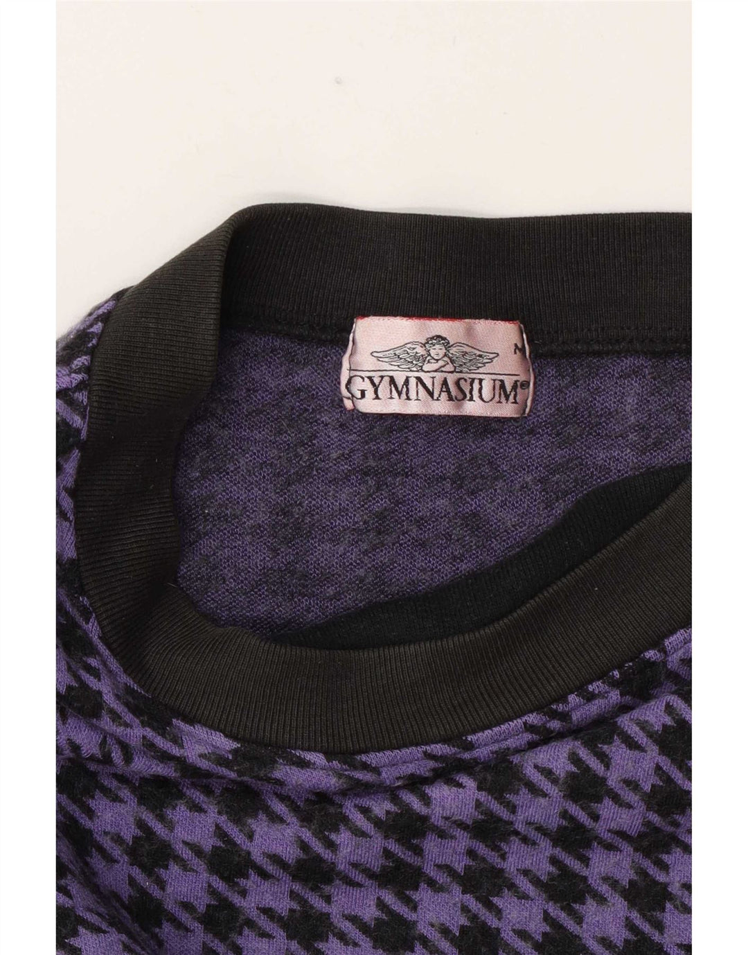 Top da palestra da donna a maniche lunghe UK 14 pied de poule viola medio