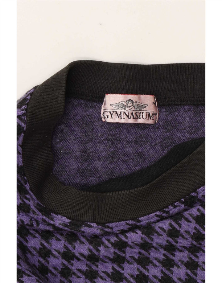 Top da palestra da donna a maniche lunghe UK 14 pied de poule viola medio
