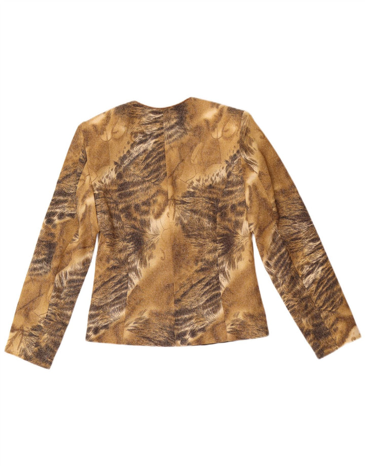 Giacca blazer vintage da donna a 3 bottoni IT 42 stampa animalier marrone medio