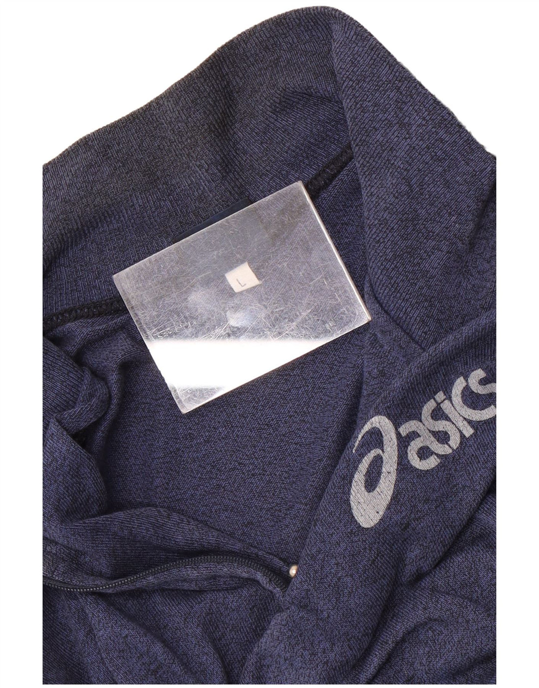 Felpa Asics da uomo con grafica con zip e collo, maglione grande, colore blu