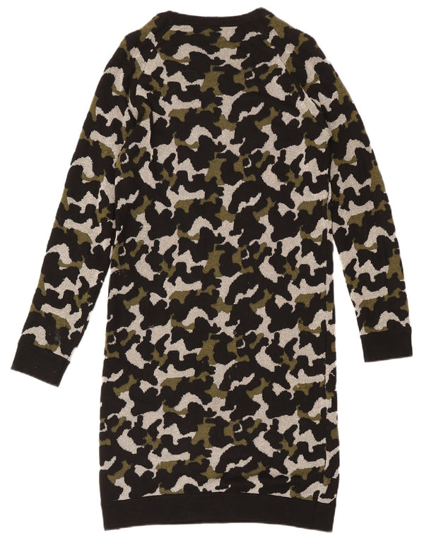 Abito maglione a maniche lunghe da donna Liu Jo UK 10 Small in viscosa mimetica nera