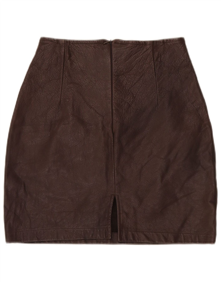 Minigonna in pelle da donna VINTAGE W26 piccola marrone