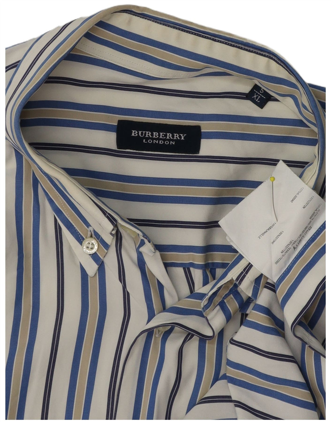 Camicia a maniche corte da uomo Burberry XL in cotone gessato bianco