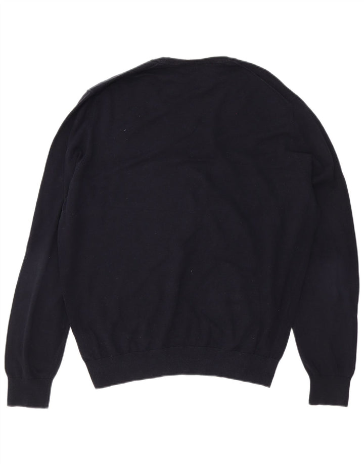 Massimo Dutti Maglione da uomo con scollo a V XL in cotone blu navy