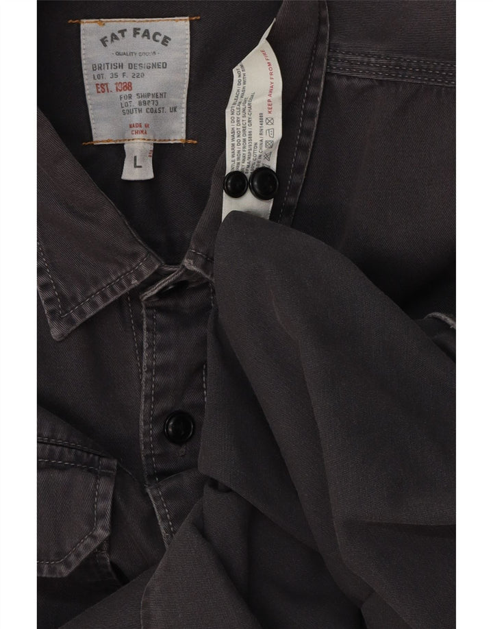 FAT FACE Camicia da uomo grande in cotone grigio