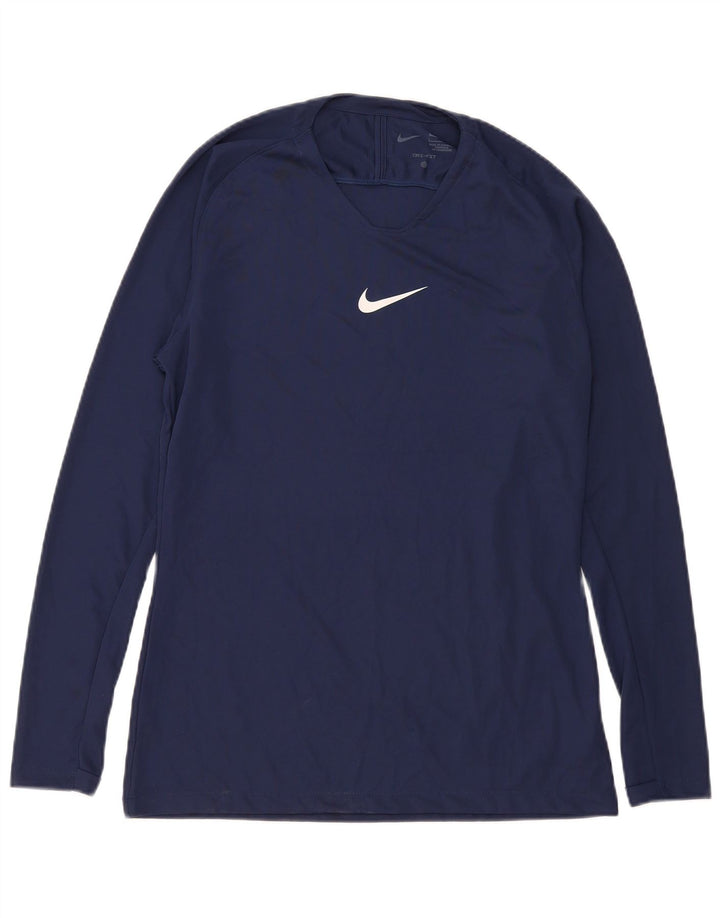Nike - Maglia da uomo Dri Fit slim fit a maniche lunghe, grande, in poliestere blu navy
