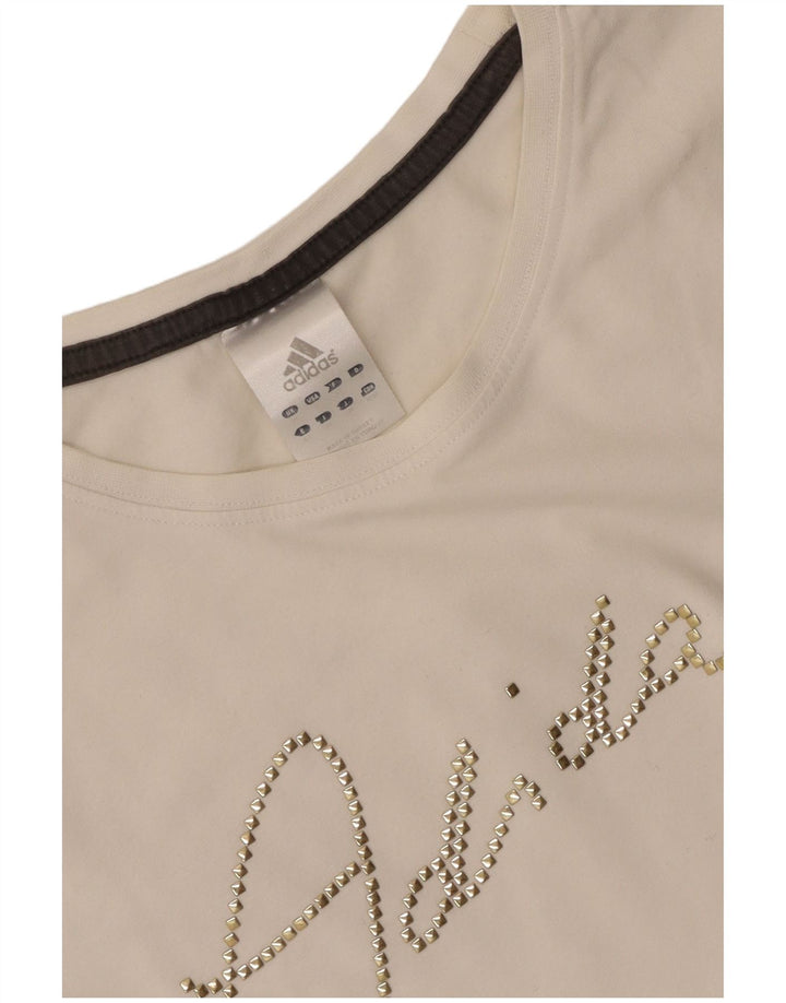 T-shirt grafica da donna Adidas Top UK 14 Medium White