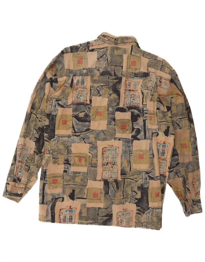 Camicia vintage da uomo grande in cotone patchwork multicolore