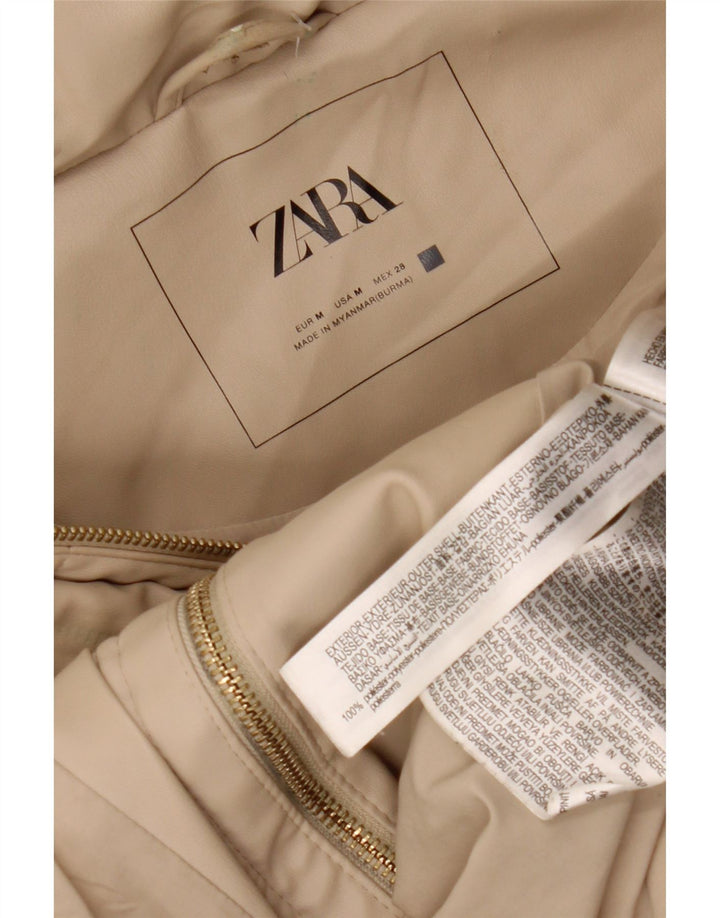 Cappotto imbottito senza maniche con cappuccio ZARA da donna UK 14 Poliestere beige medio