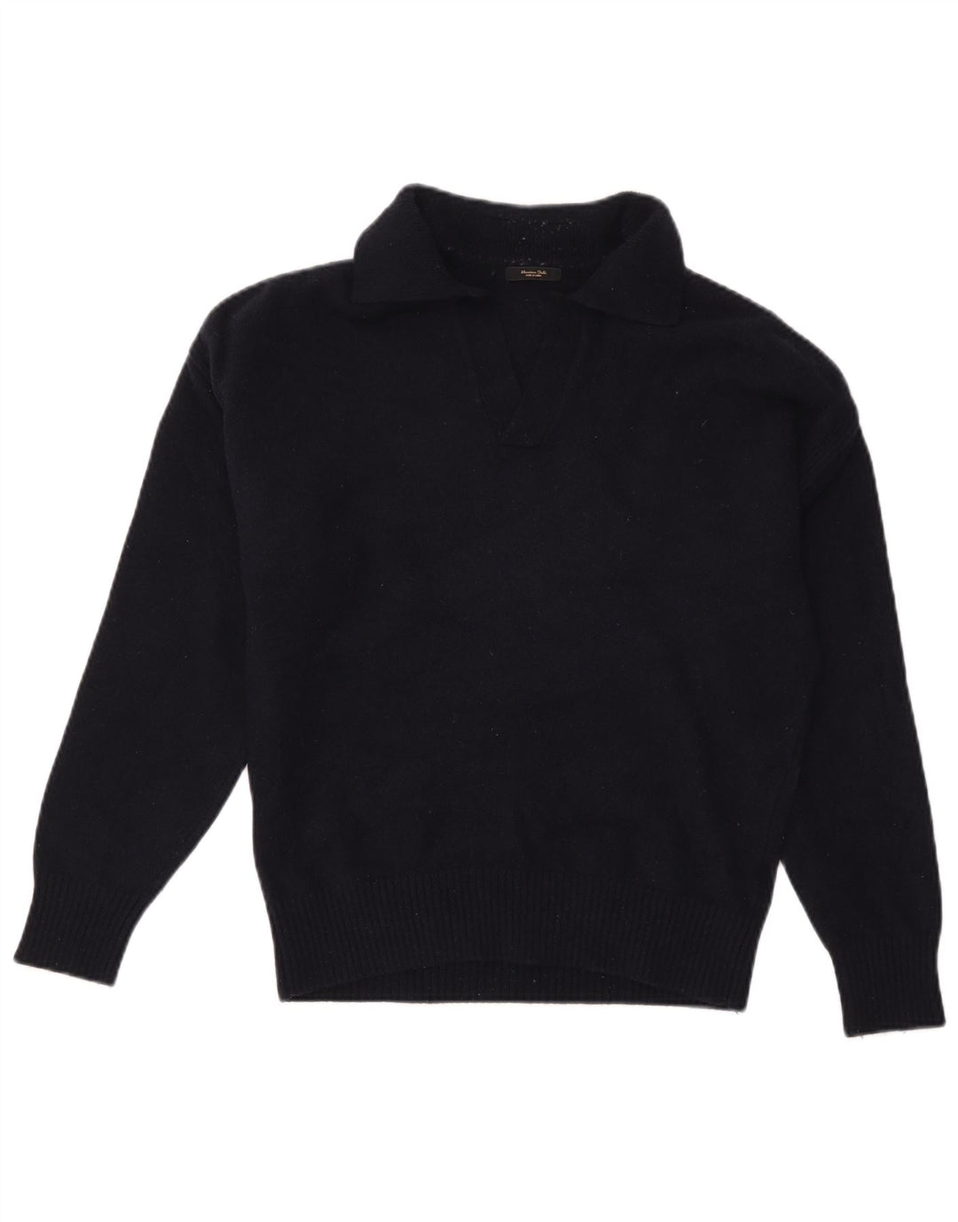 MASSIMO DUTTI Maglione da donna con collo a polo UK 14 Lana medio blu navy