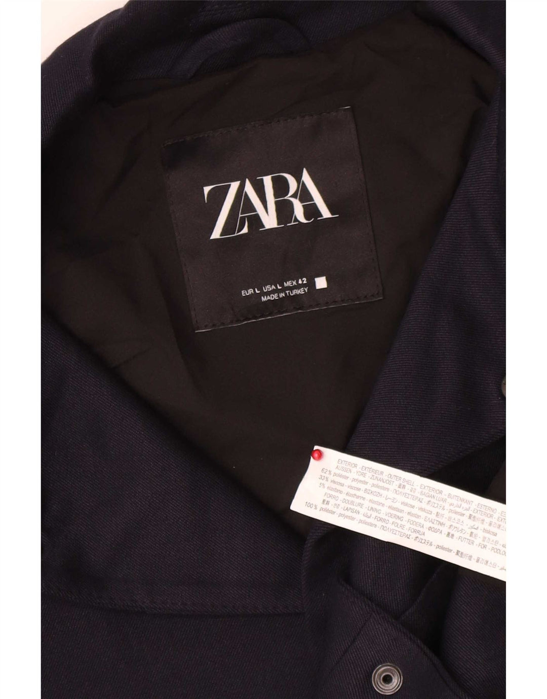 Giubbotto bomber da uomo Zara UK 40 grande poliestere blu navy
