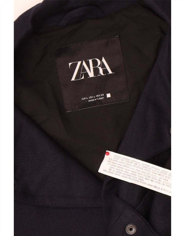Giubbotto bomber da uomo Zara UK 40 grande poliestere blu navy