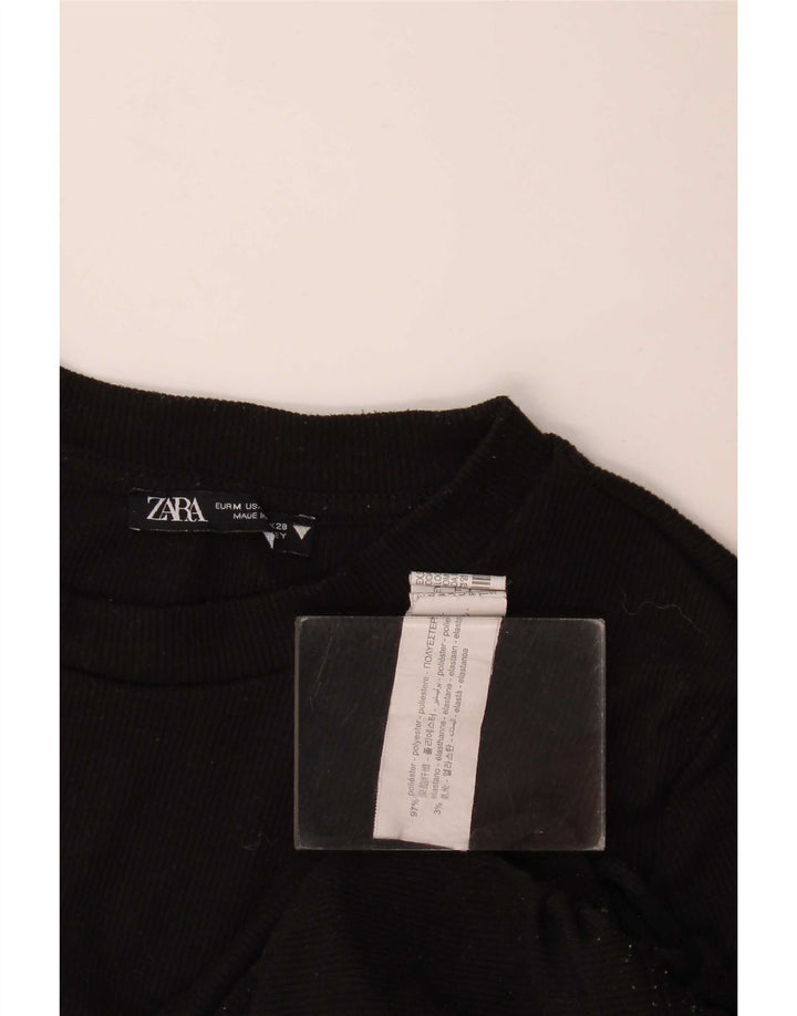 Top corto in camicetta corta da donna Zara UK 12 poliestere nero medio