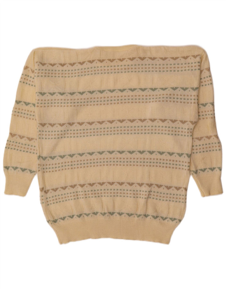 Maglione maglione girocollo da uomo vintage grande geometrico beige