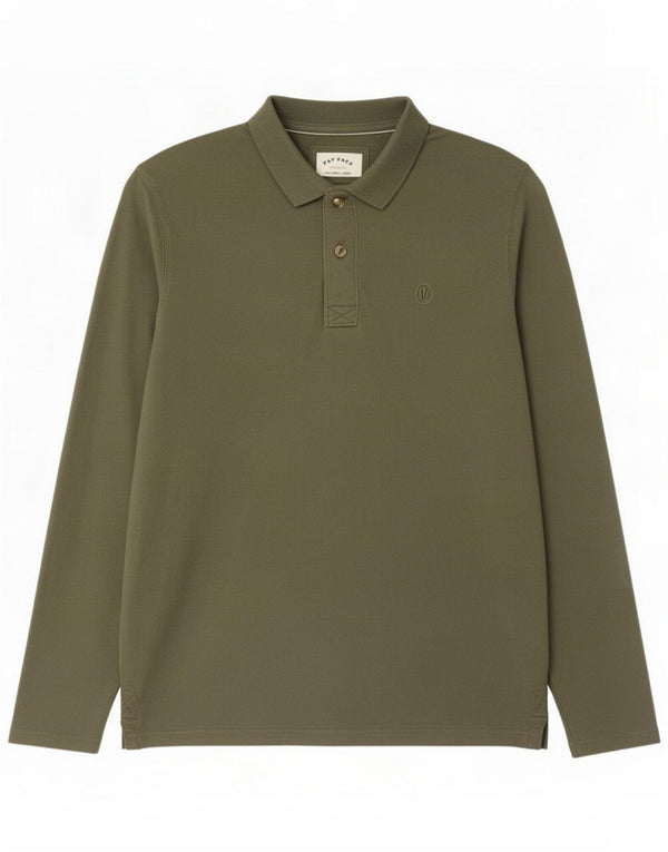 Fat Face Mens Long Sleeve Polo Shirt XL Green Cotton