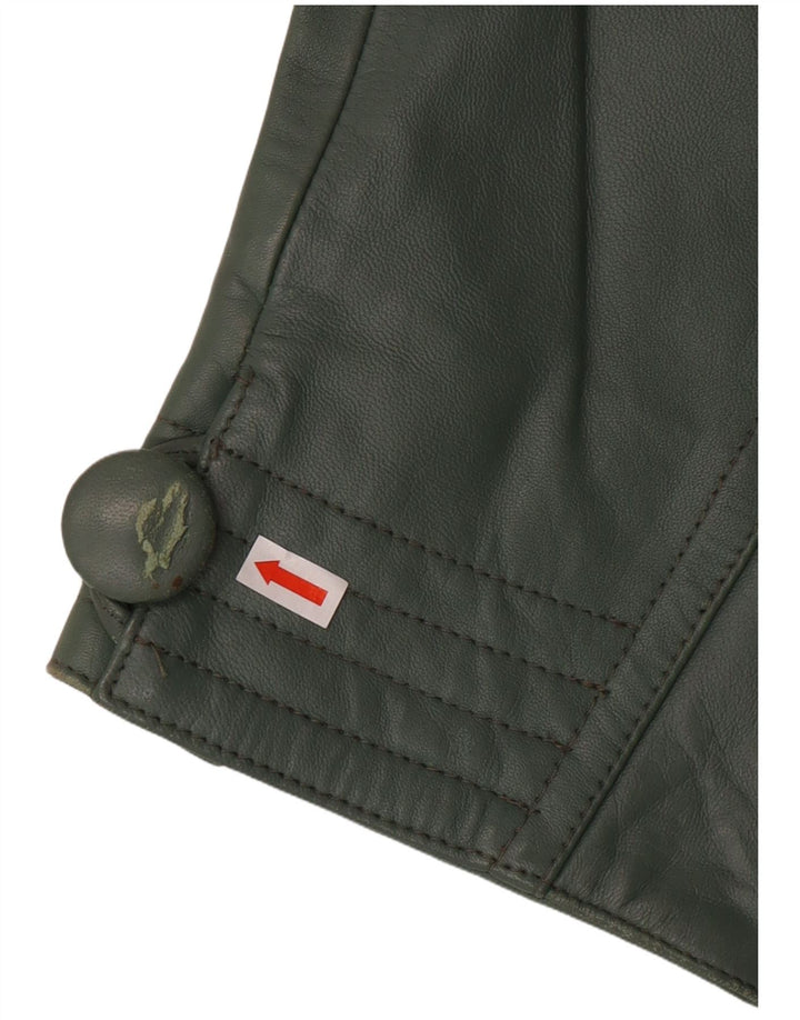 VINTAGE Womens Oversized Leather Coat IT 48 XL Green Leather