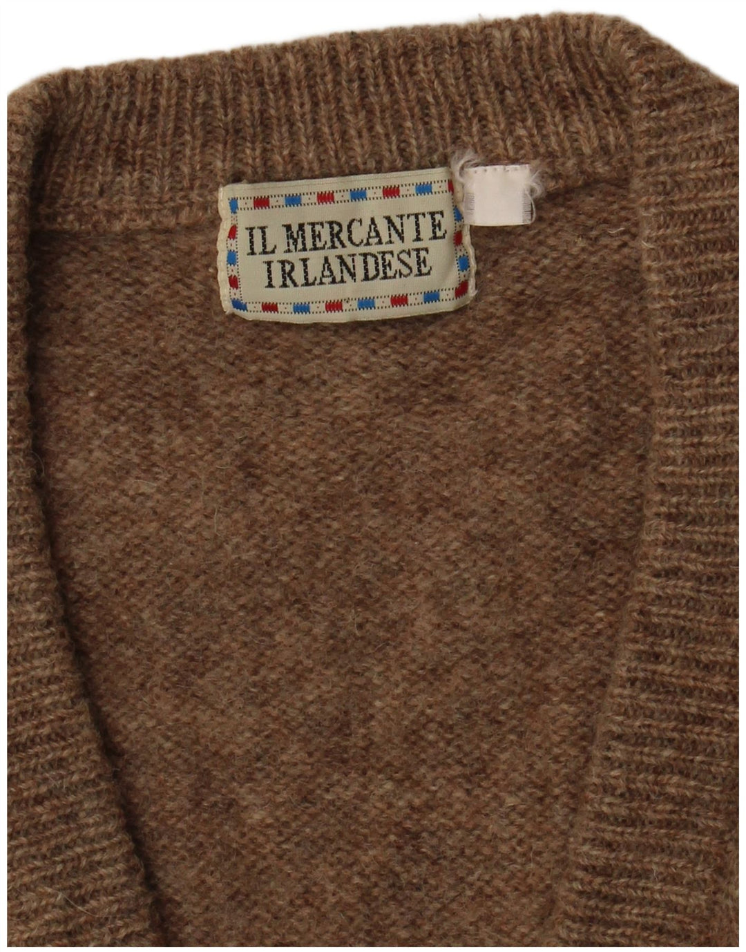 Maglione vintage da uomo con scollo a V marrone medio