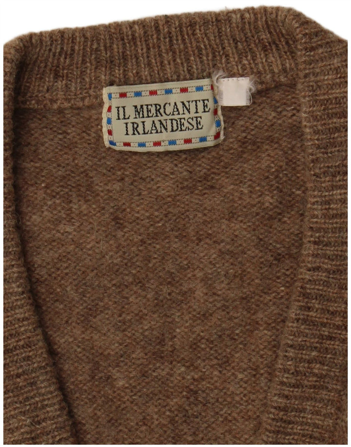 Maglione vintage da uomo con scollo a V marrone medio